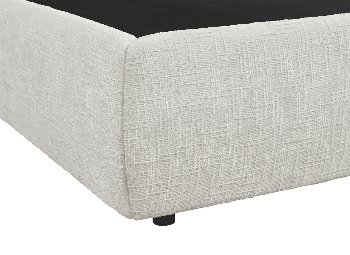 Lit coffre en velours chiné beige 140x190 cm MELY - DécoInParis