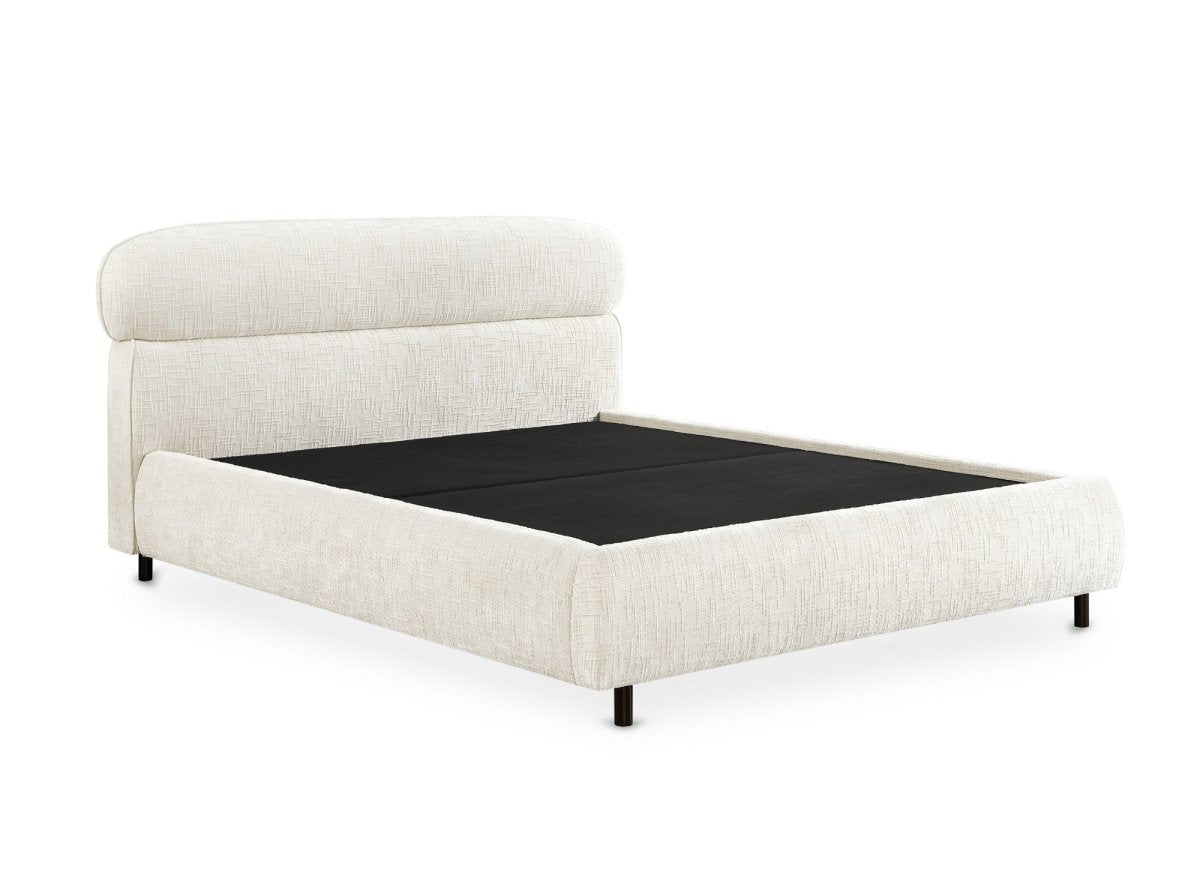 Lit coffre en velours chiné beige 140x190cm MELO - DécoInParis