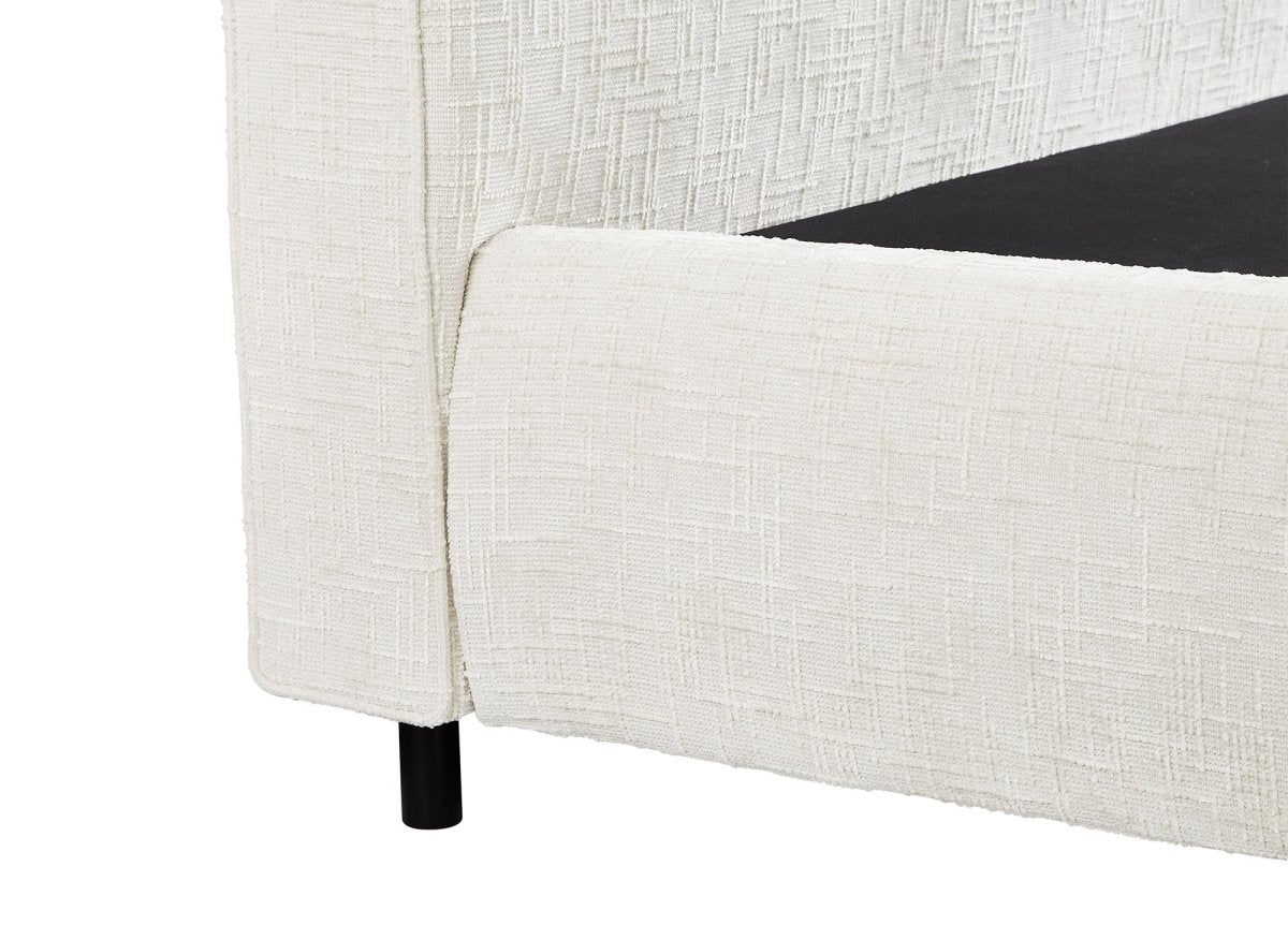 Lit coffre en velours chiné beige 140x190cm MELO - DécoInParis