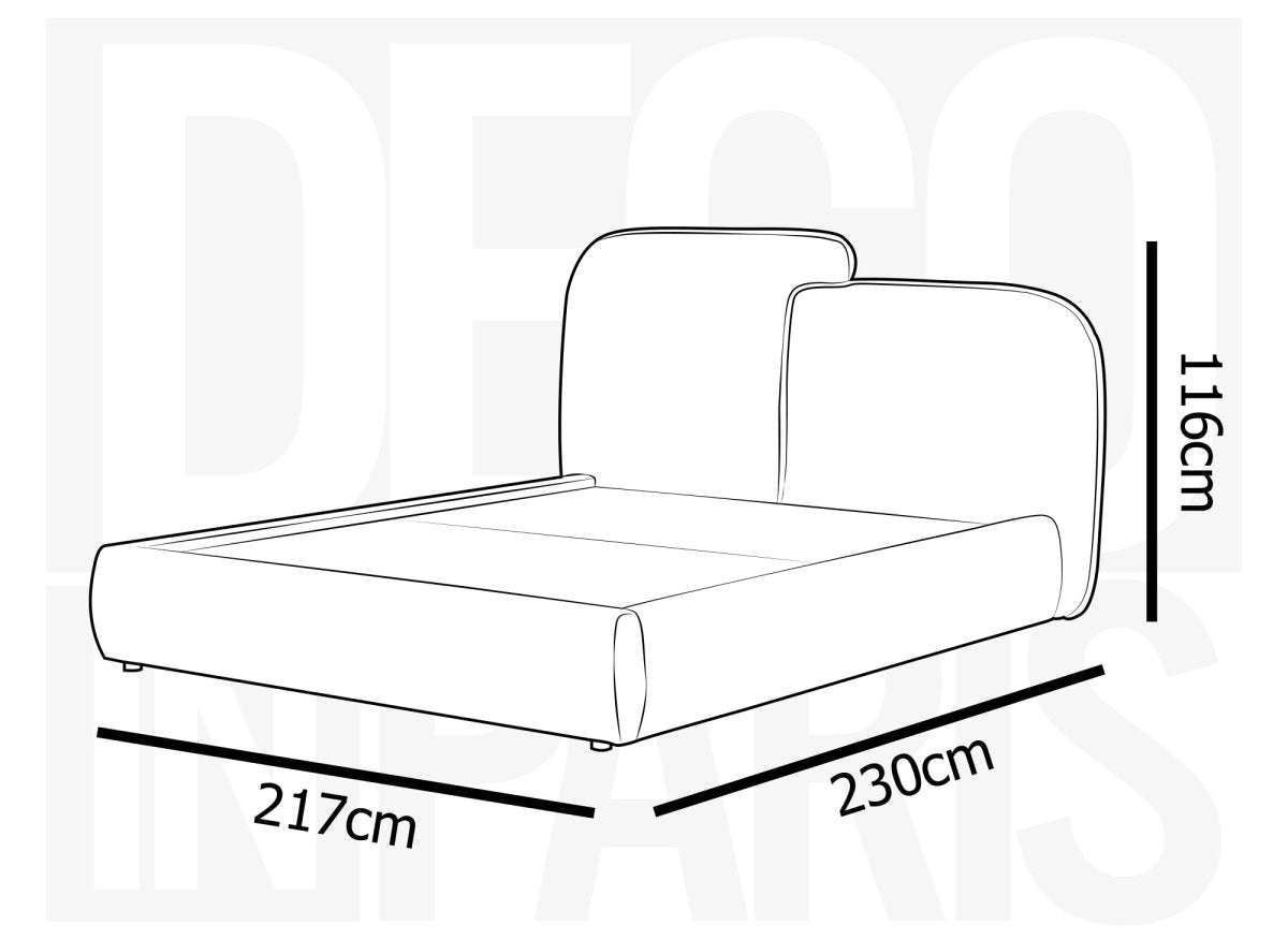 Lit coffre en velours chiné beige 180x200 cm MILENA - DécoInParis