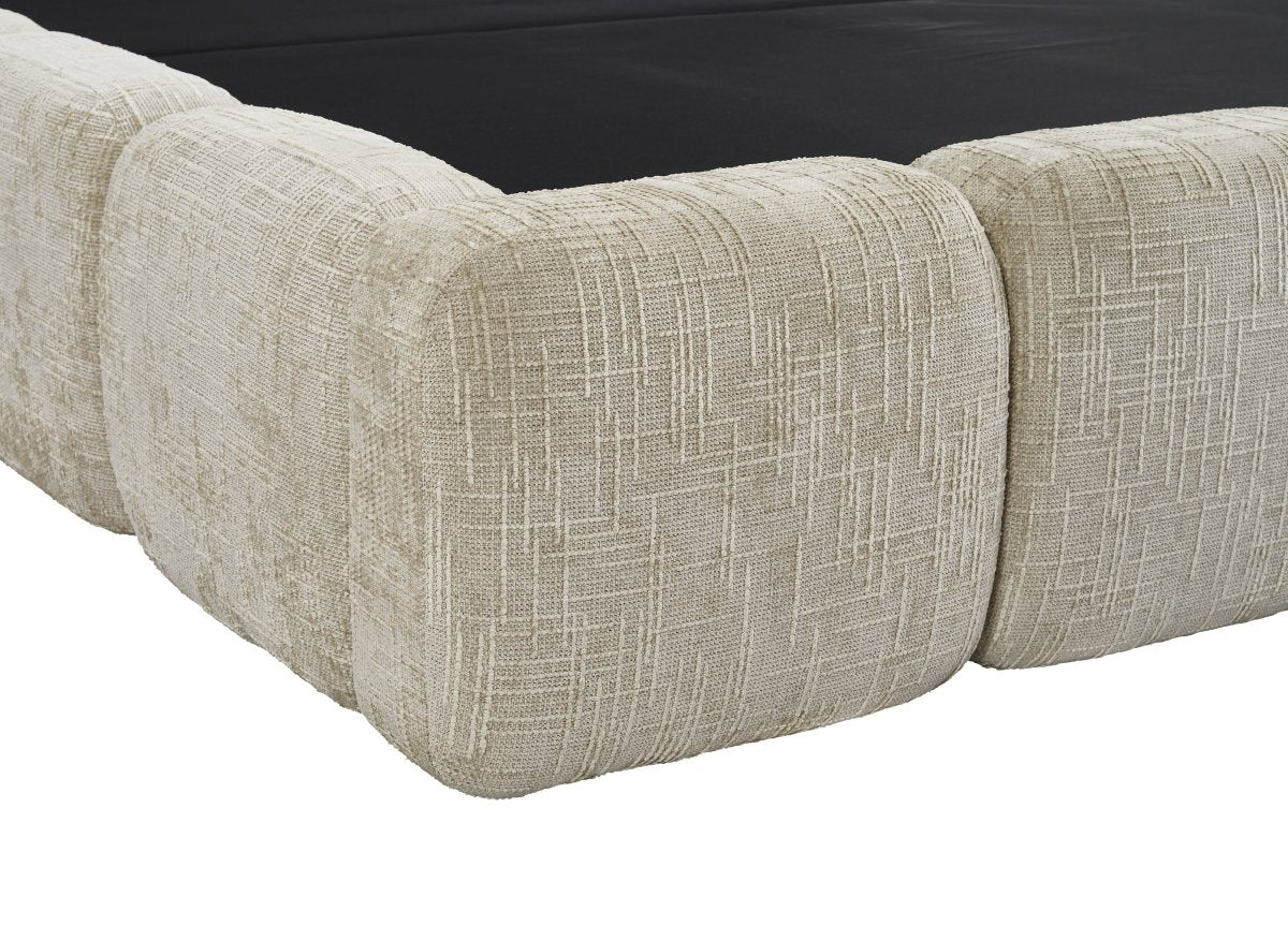 Lit coffre en velours chiné taupe 140x190 cm BUBBLE - DécoInParis