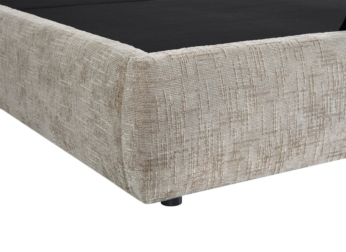 Lit coffre en velours chiné taupe 160x200 cm MILENA - DécoInParis