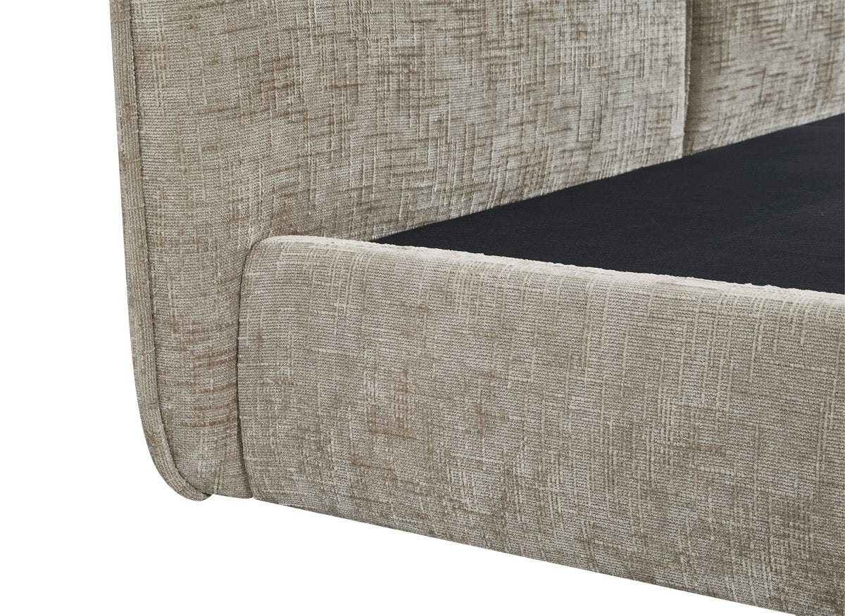 Lit coffre en velours chiné taupe 160x200 cm MILENA - DécoInParis