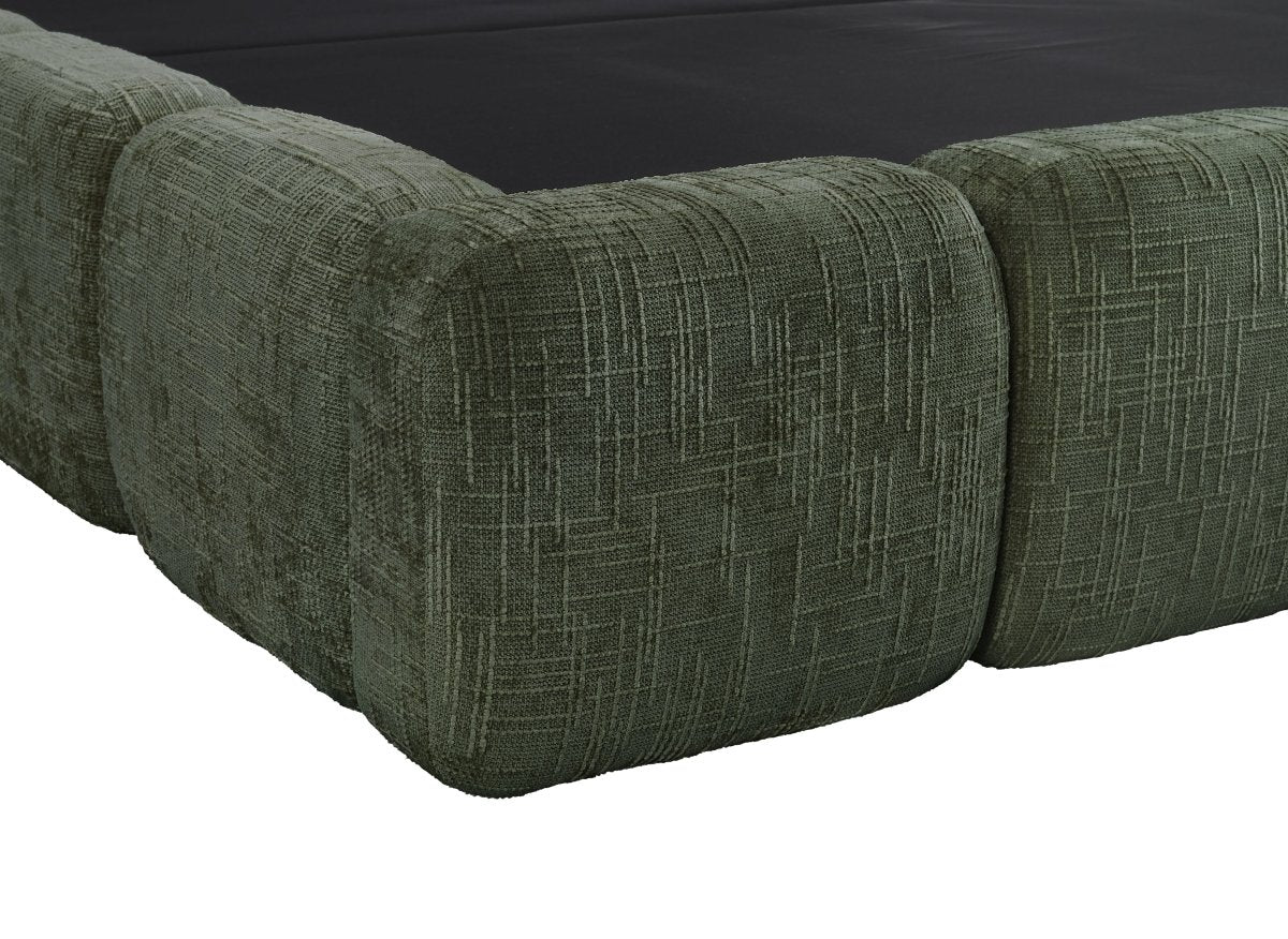 Lit coffre en velours chiné vert olive 140x190 cm BUBBLE - DécoInParis