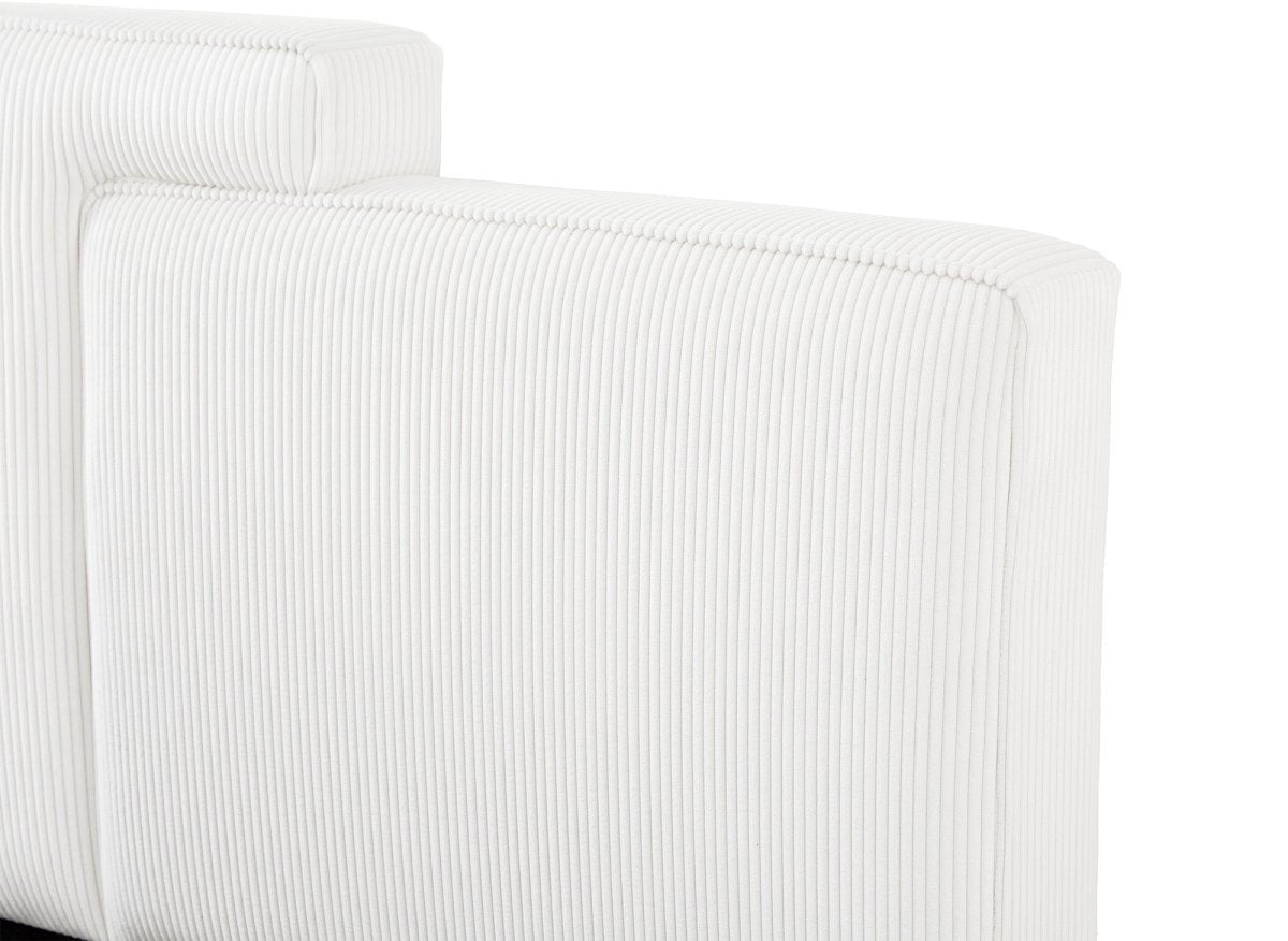 Lit coffre en velours côtelé écru 140x190 cm ZELIA - DécoInParis