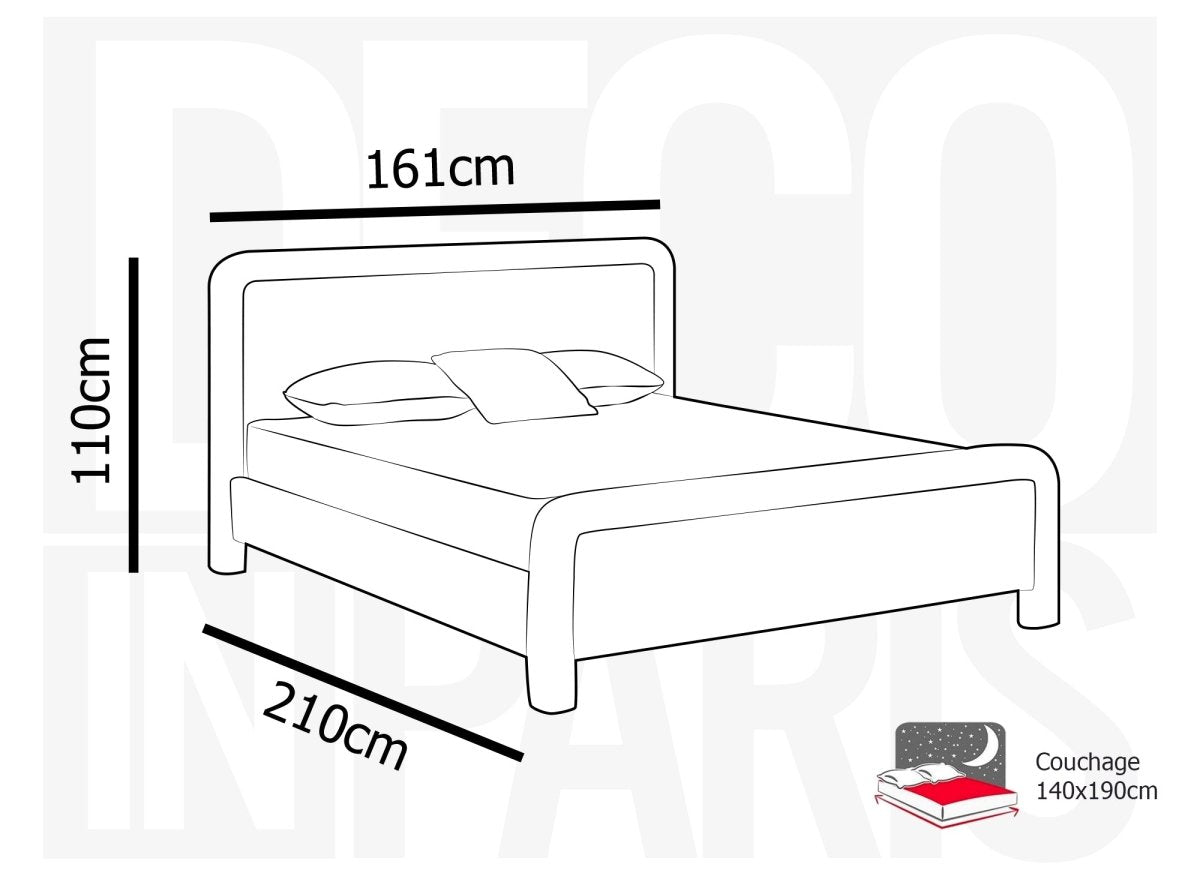 Lit double en tissu doux beige 140 x190 cm ANELA - DécoInParis