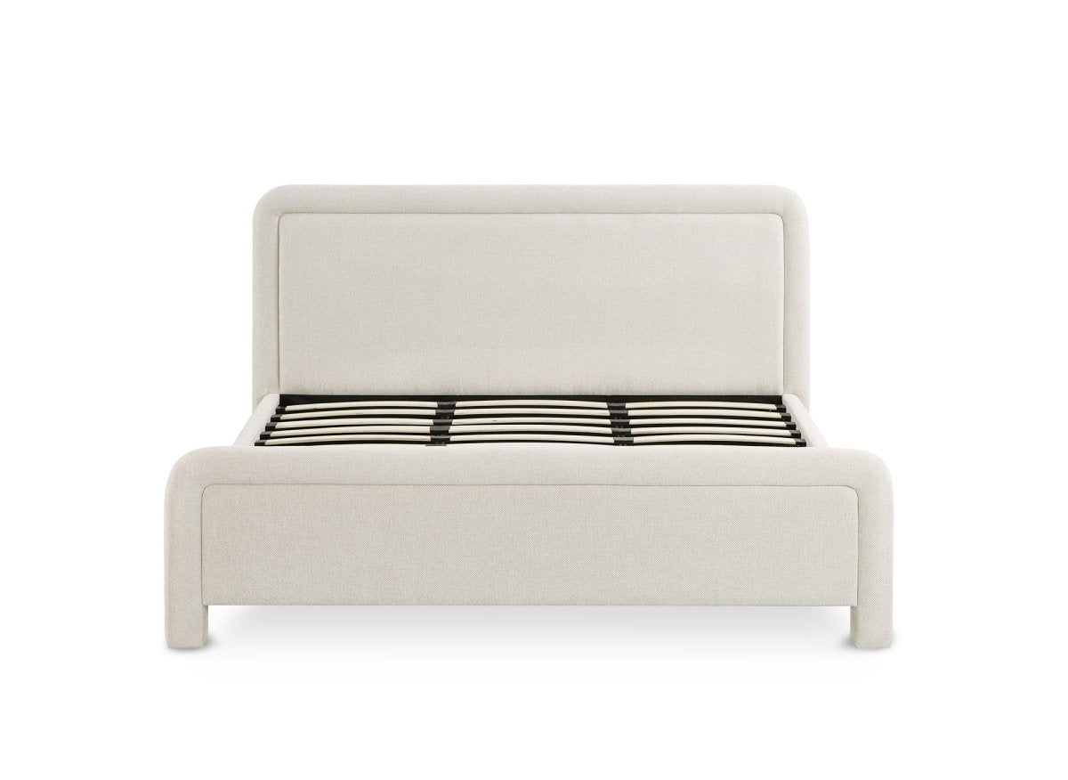 Lit double en tissu doux beige 180 x200 cm ANELA - DécoInParis