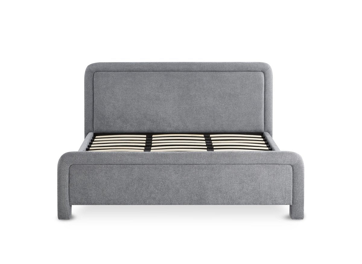 Lit double en tissu doux gris 180 x200 cm ANELA - DécoInParis