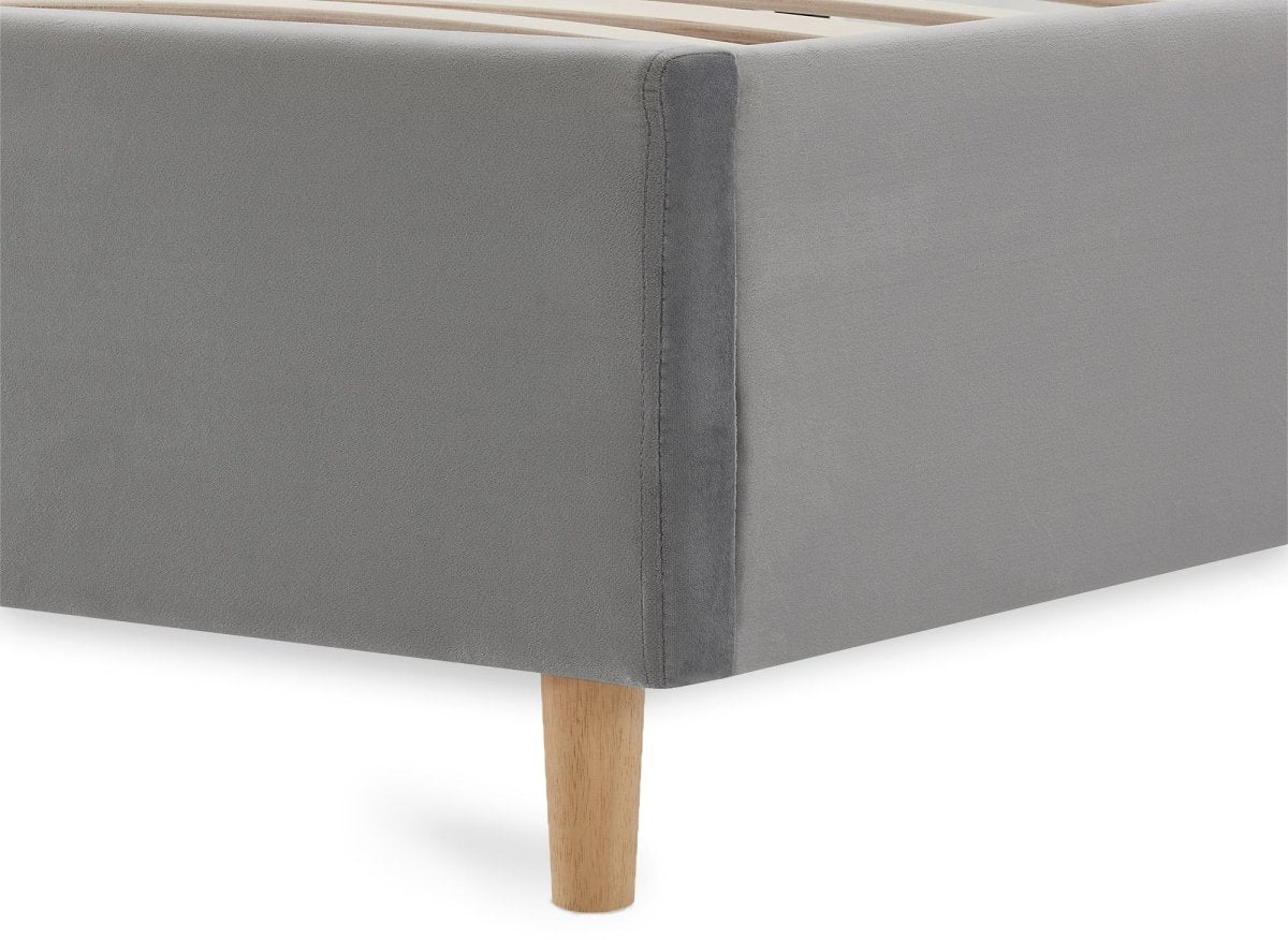Lit double en velours capitonné gris MAREVA 180x200 cm - DécoInParis