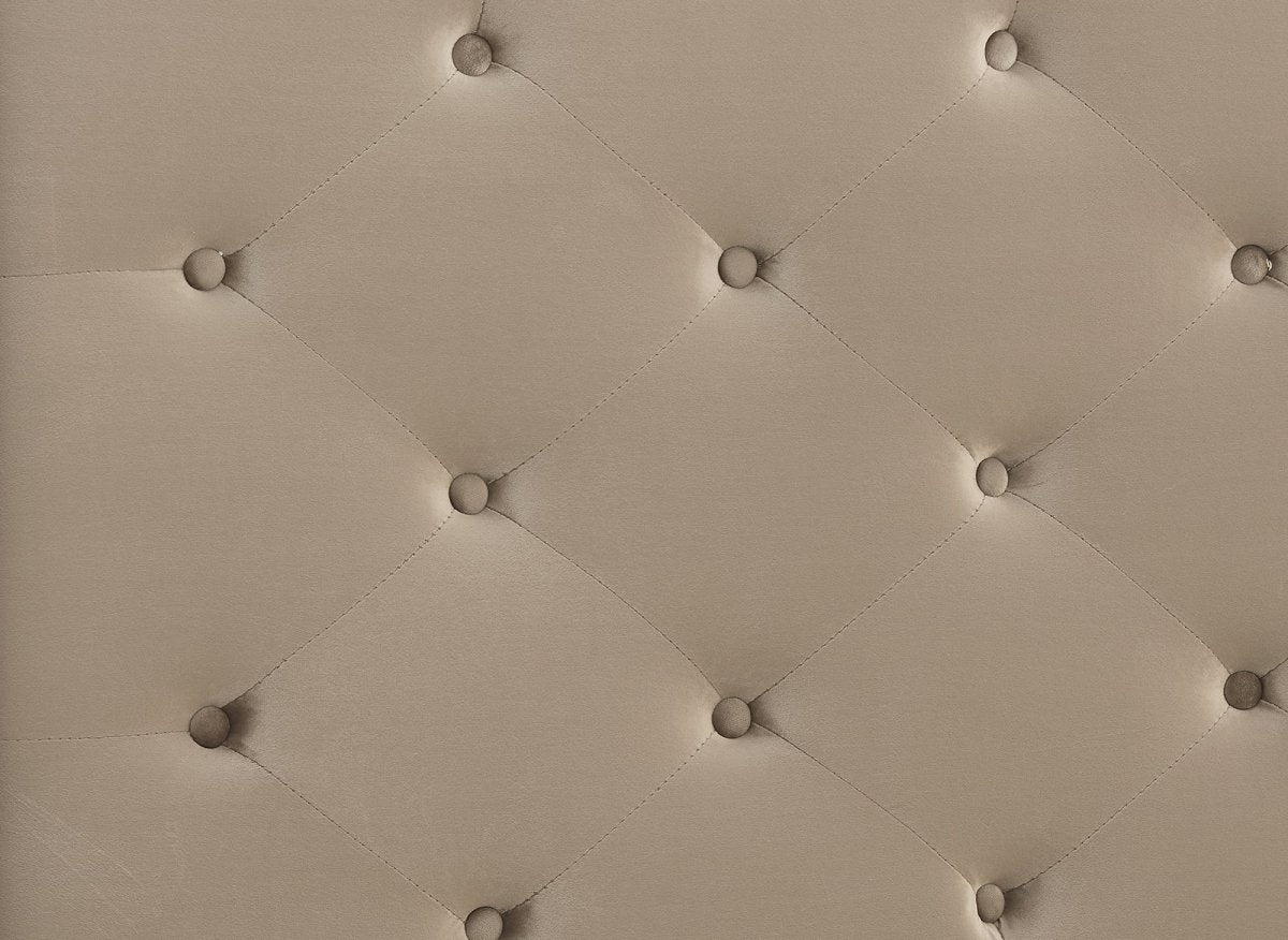 Lit double en velours capitonné taupe MAREVA 140x190 cm - DécoInParis