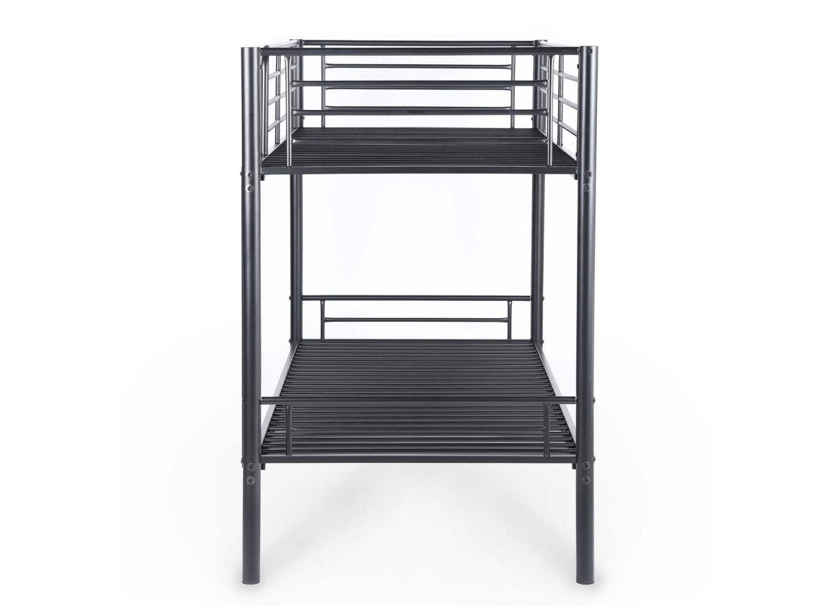 Lit superposé en métal noir 90 X 190 cm TWINS + sommier - DécoInParis