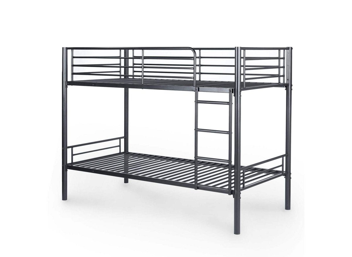 Lit superposé en métal noir 90 X 190 cm TWINS + sommier - DécoInParis