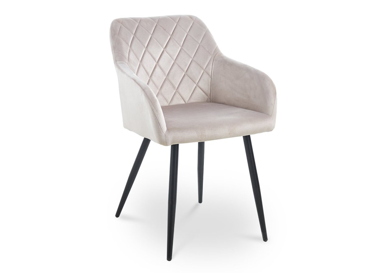 Lot de 2 chaises avec accoudoirs en velours beige KANA - DécoInParis