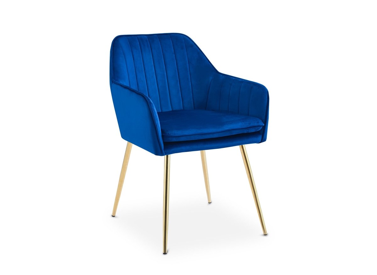 Lot de 2 chaises avec accoudoirs en velours bleu EDWIGE - DécoInParis