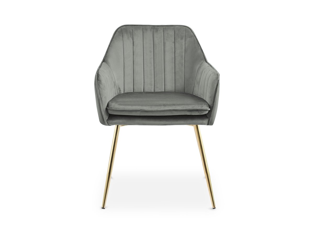 Lot de 2 chaises avec accoudoirs en velours gris EDWIGE - DécoInParis