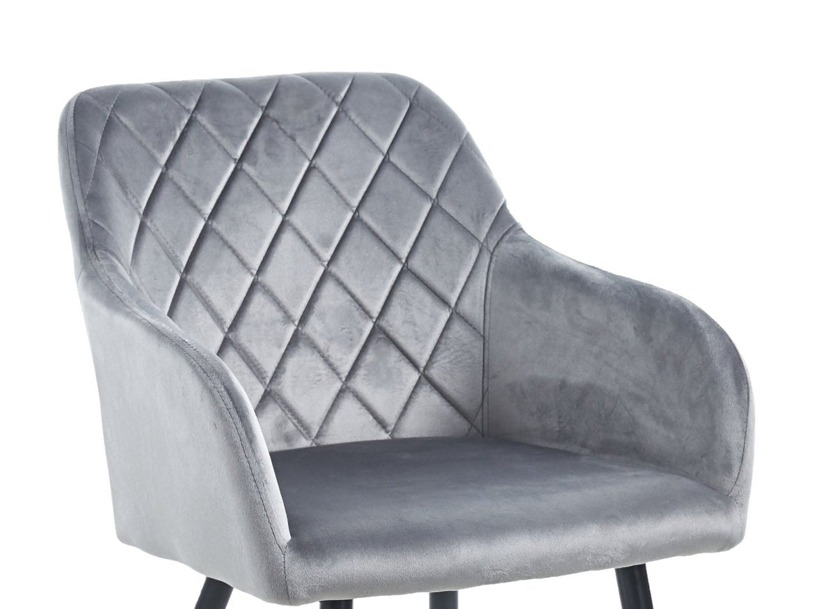 Lot de 2 chaises avec accoudoirs en velours gris KANA - DécoInParis