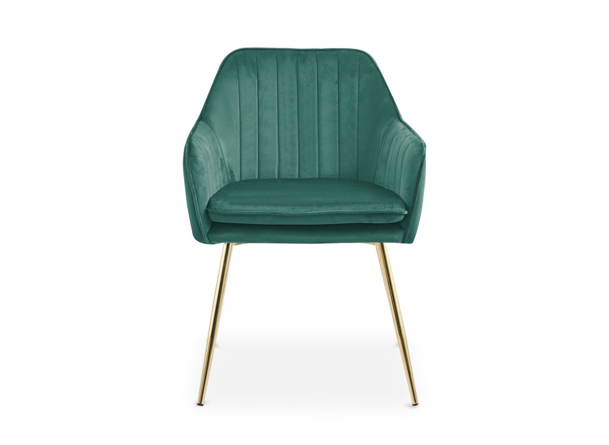 Lot de 2 chaises avec accoudoirs en velours vert EDWIGE - DécoInParis