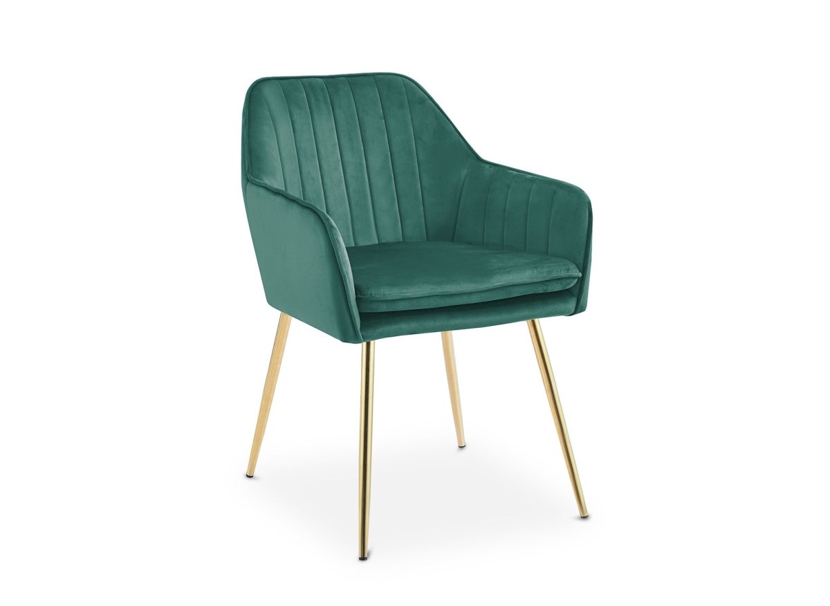 Lot de 2 chaises avec accoudoirs en velours vert EDWIGE - DécoInParis