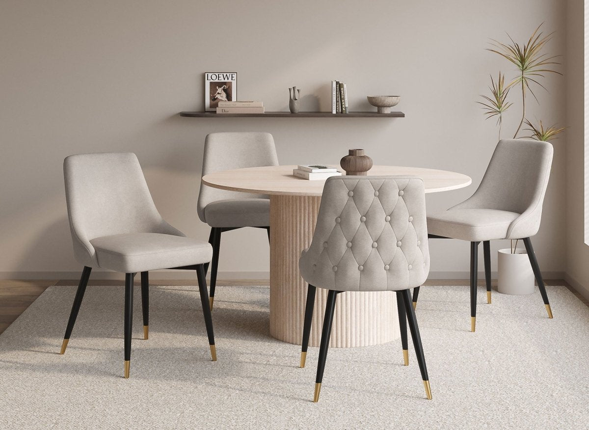 Lot de 2 chaises capitonnées en velours beige DORINA - DécoInParis