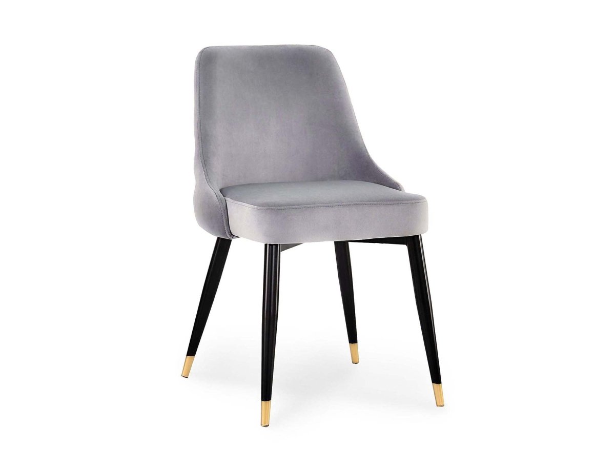 Lot de 2 chaises capitonnées en velours gris DORINA - DécoInParis