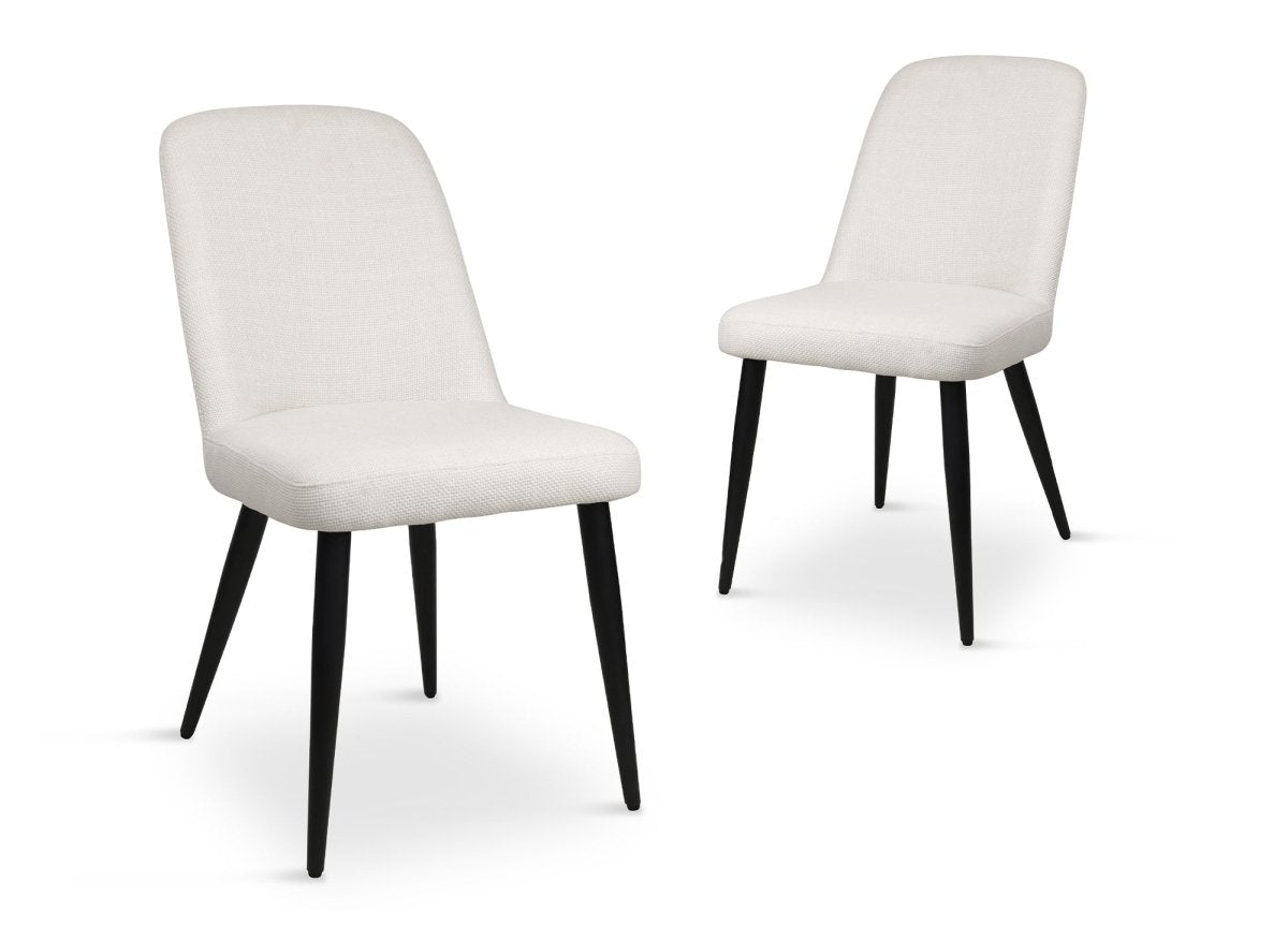 Lot de 2 chaises de repas en tissu lin beige KINSEY - DécoInParis