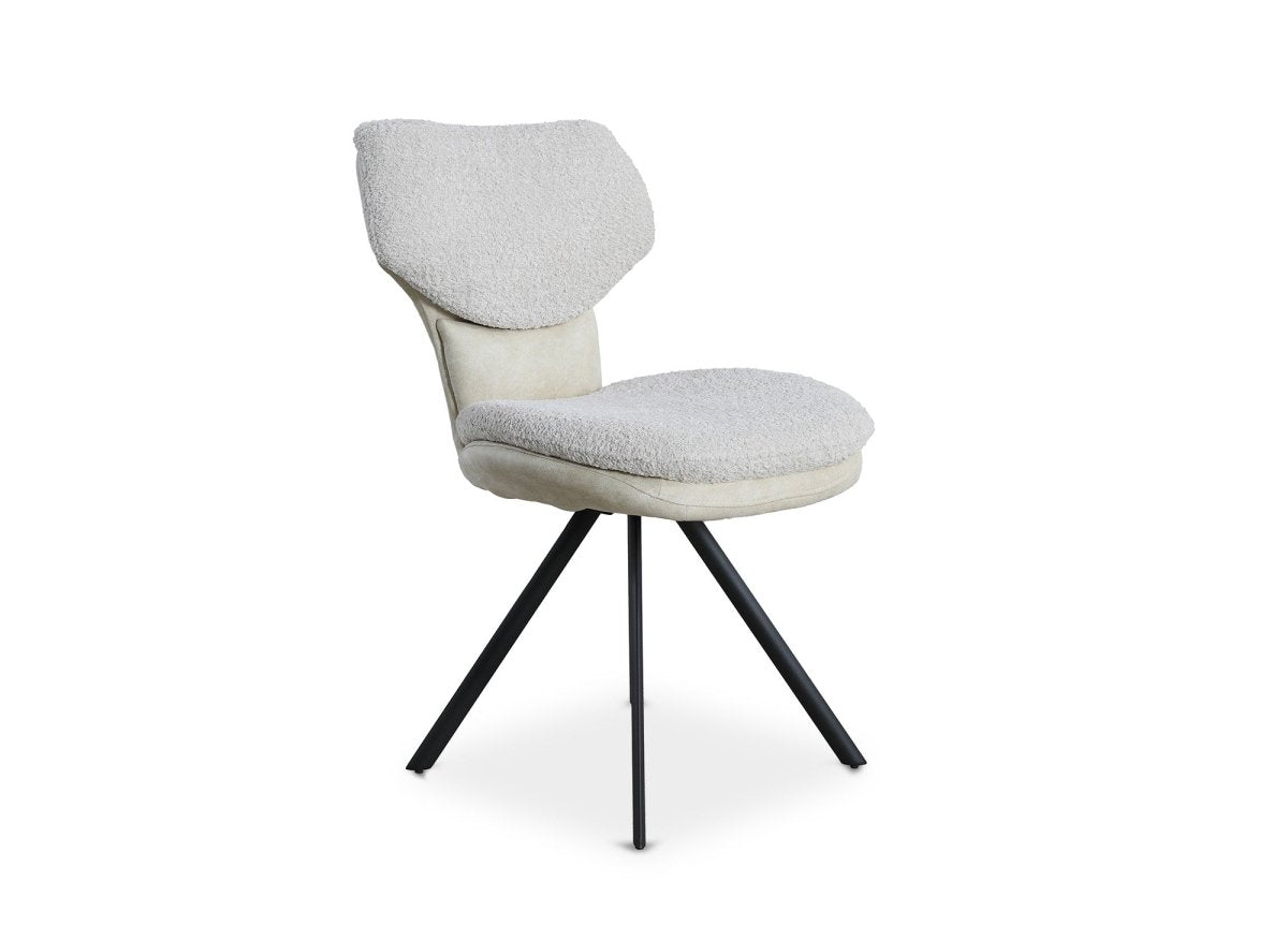 Lot de 2 chaises design en tissu bouclette beige MILIA - DécoInParis