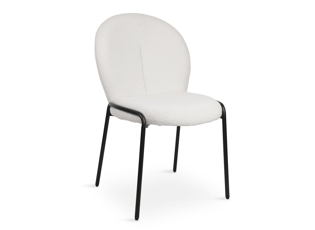 Lot de 2 chaises design en tissu bouclette blanc BENTA - DécoInParis