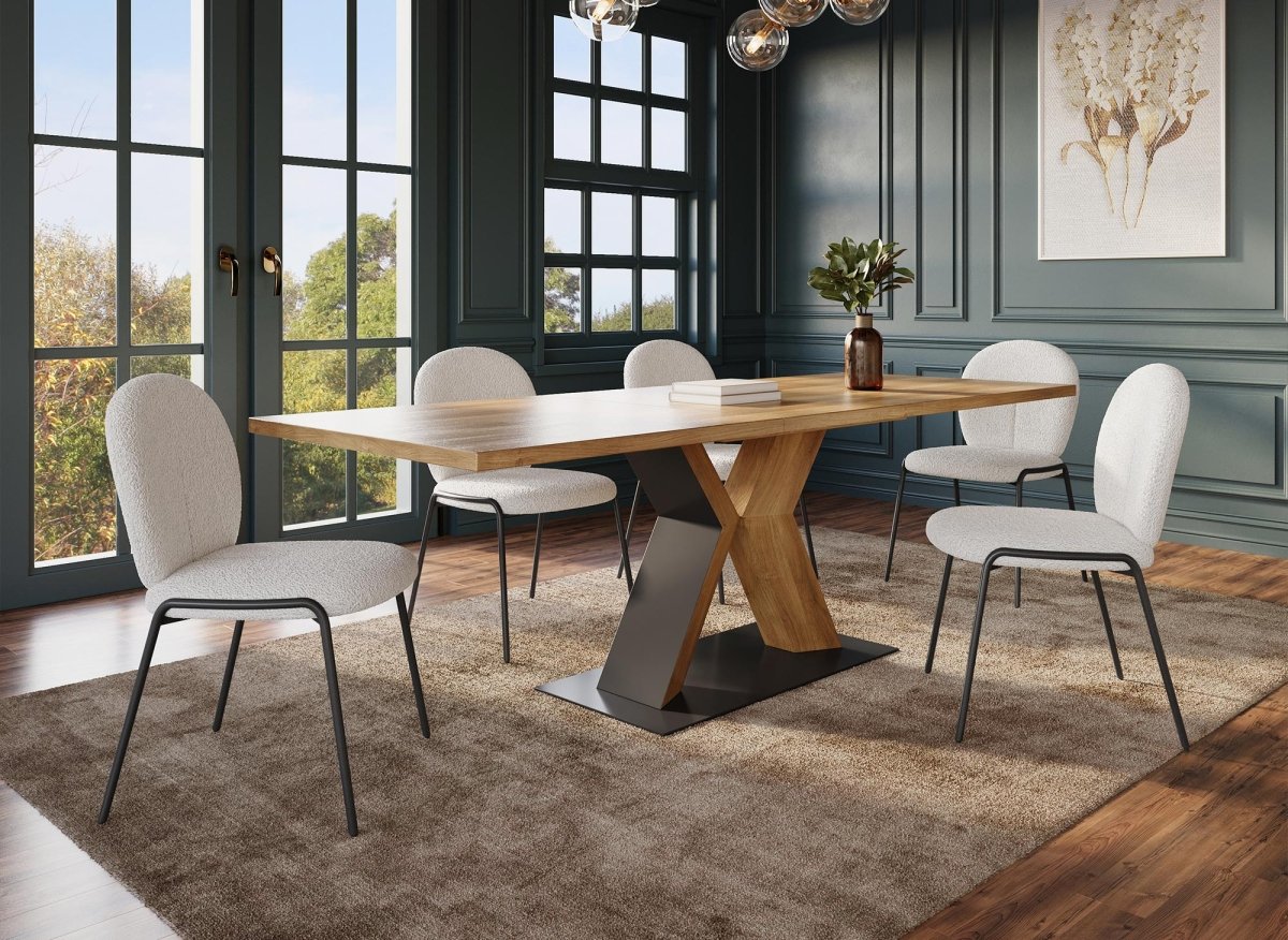 Lot de 2 chaises design en tissu bouclette blanc BENTA - DécoInParis