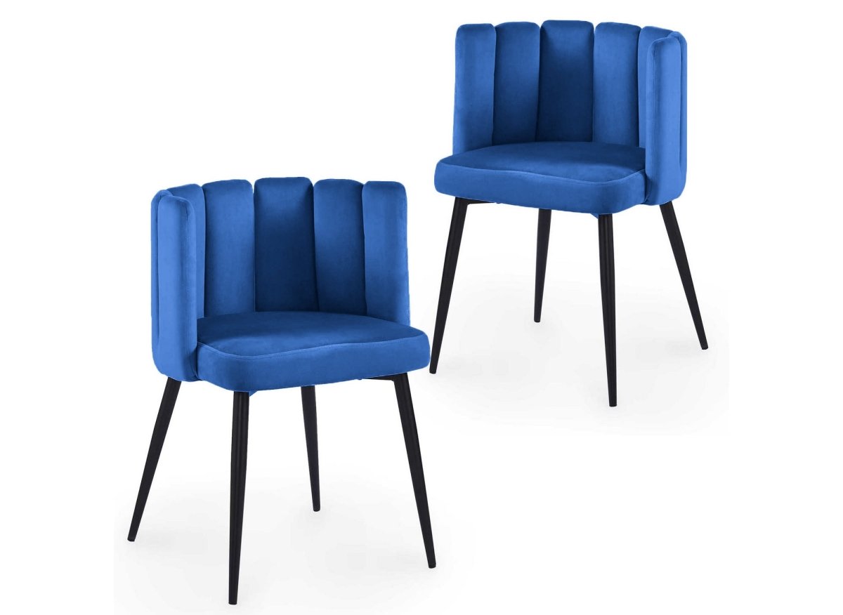 Lot de 2 chaises design en velours bleu DEBBY - DécoInParis
