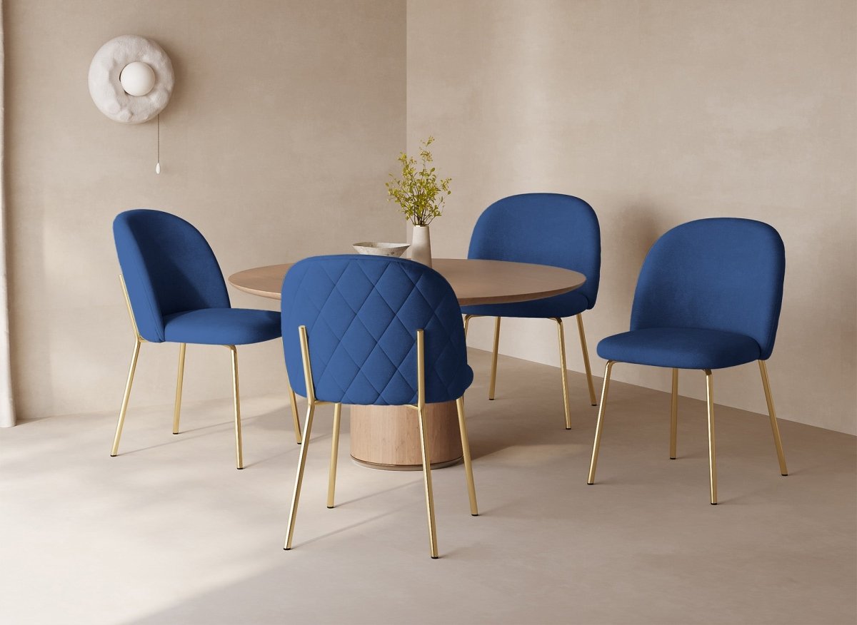 Lot de 2 chaises design en velours bleu KENNETH - DécoInParis