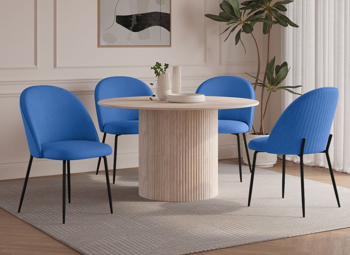 Lot de 2 chaises design en velours bleu pieds noirs ARABEL - DécoInParis