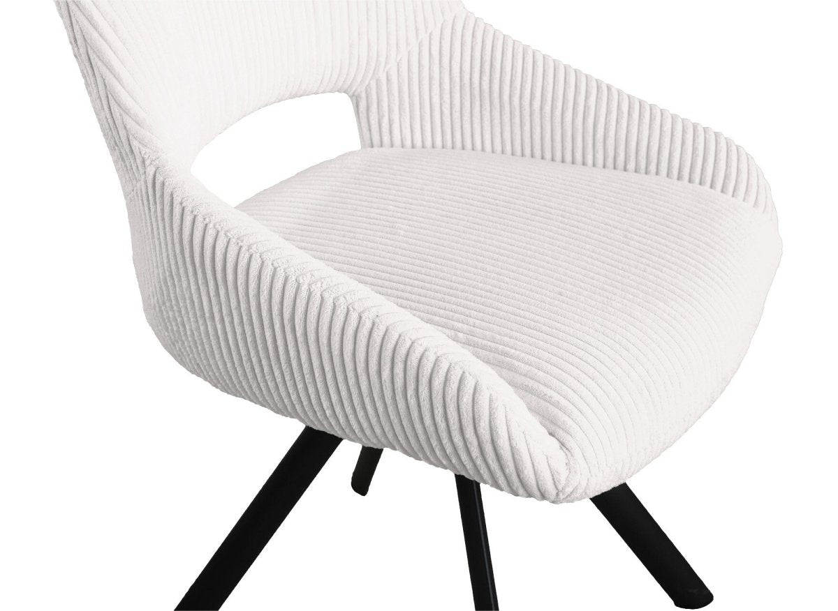 Lot de 2 chaises design en velours côtelé blanc écru SYRA - DécoInParis