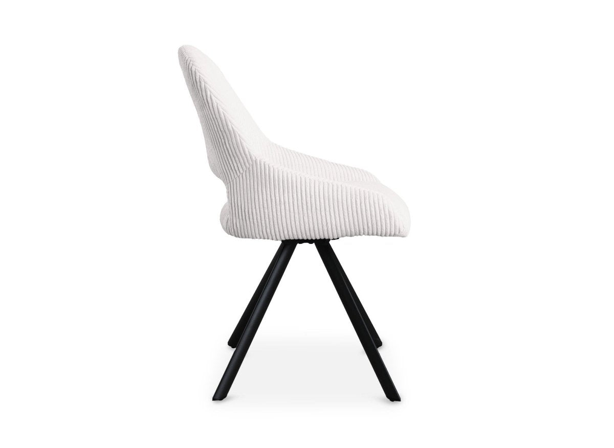 Lot de 2 chaises design en velours côtelé blanc écru SYRA - DécoInParis