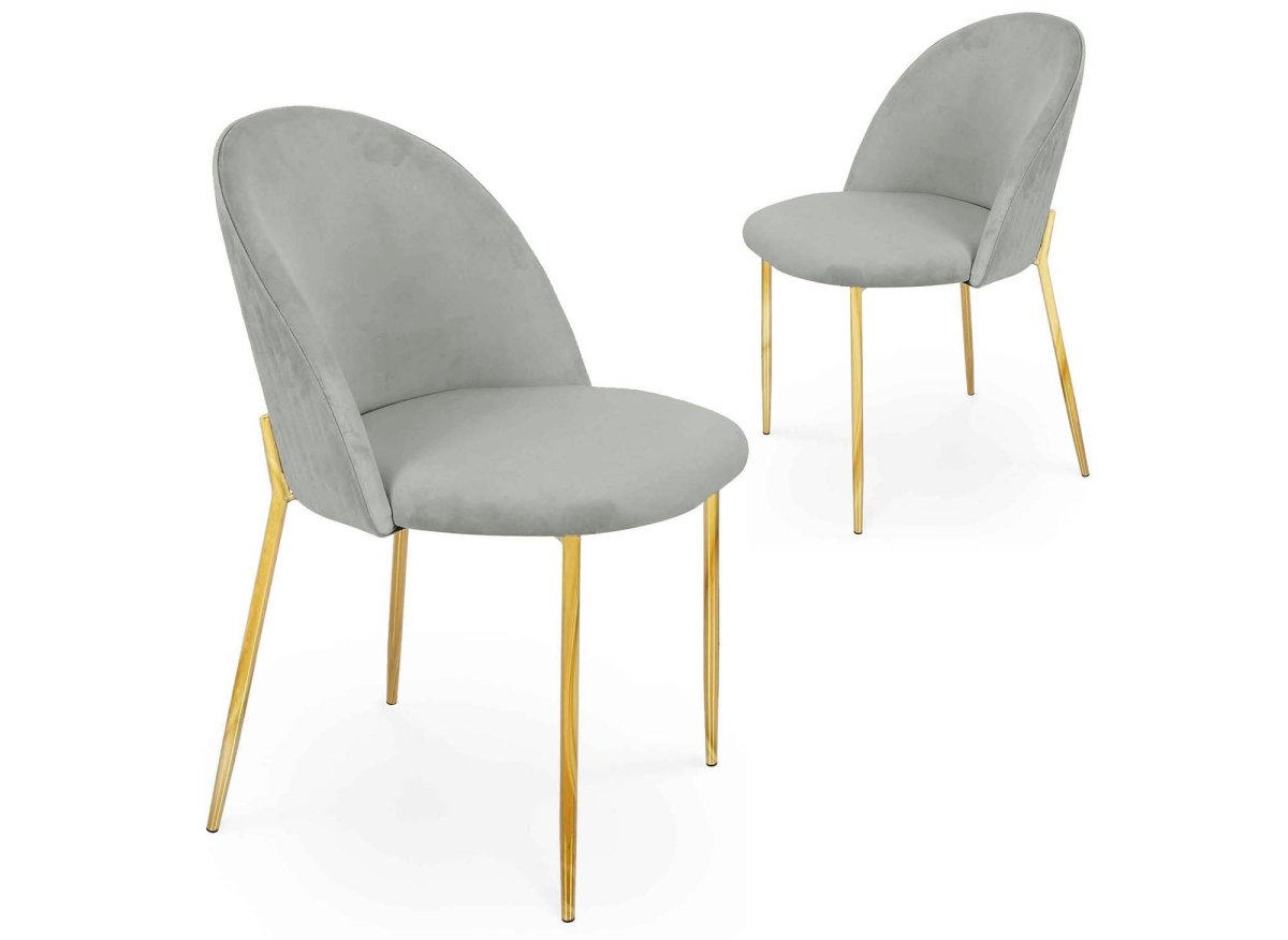 Lot de 2 chaises design en velours gris ARABEL - DécoInParis