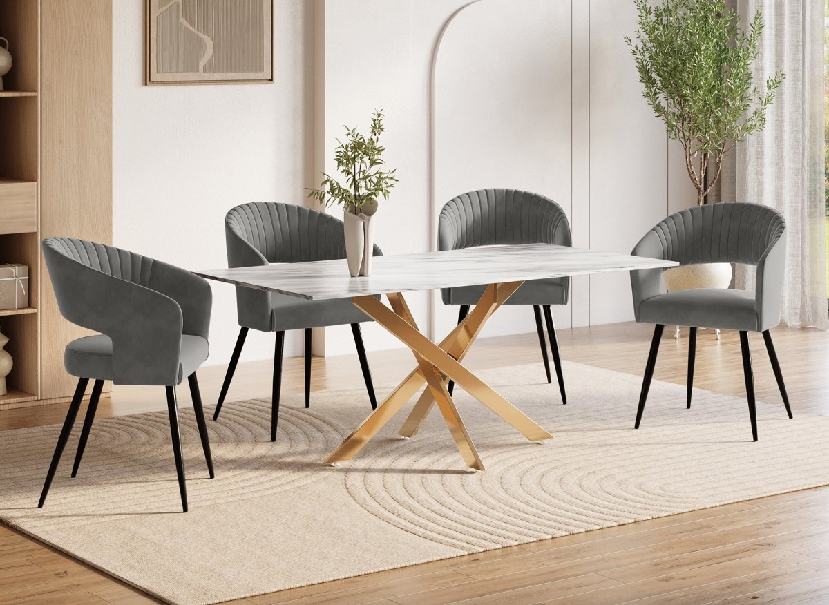 Lot de 2 chaises design en velours gris GLORIA - DécoInParis