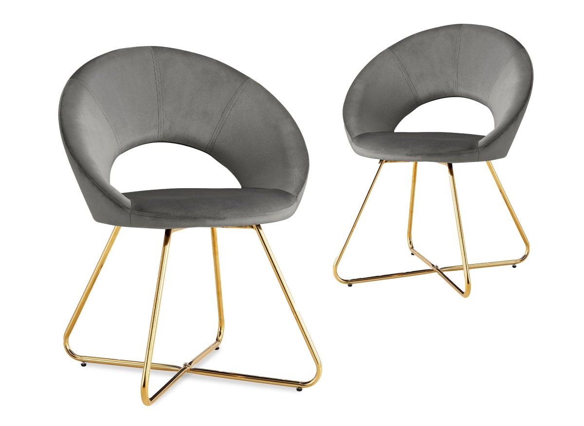 Lot de 2 chaises design en velours gris PETRA - DécoInParis