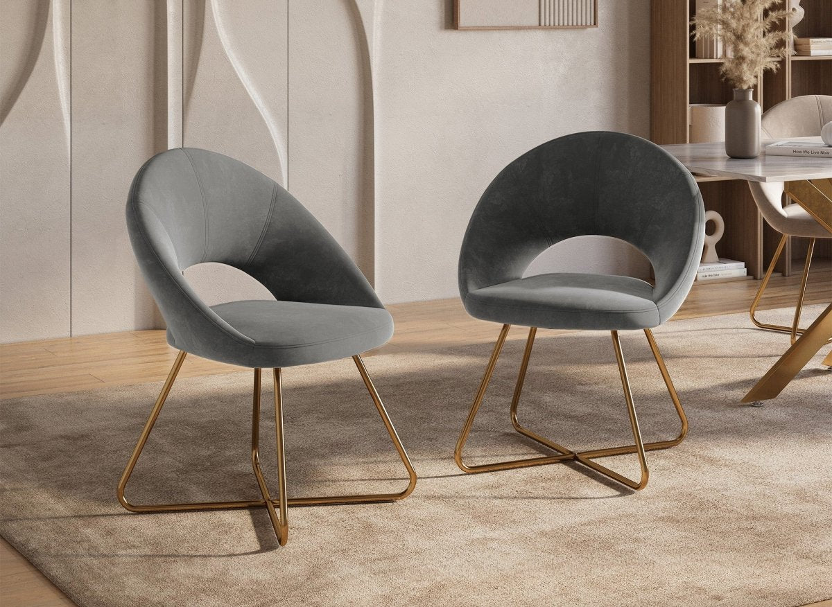 Lot de 2 chaises design en velours gris PETRA - DécoInParis
