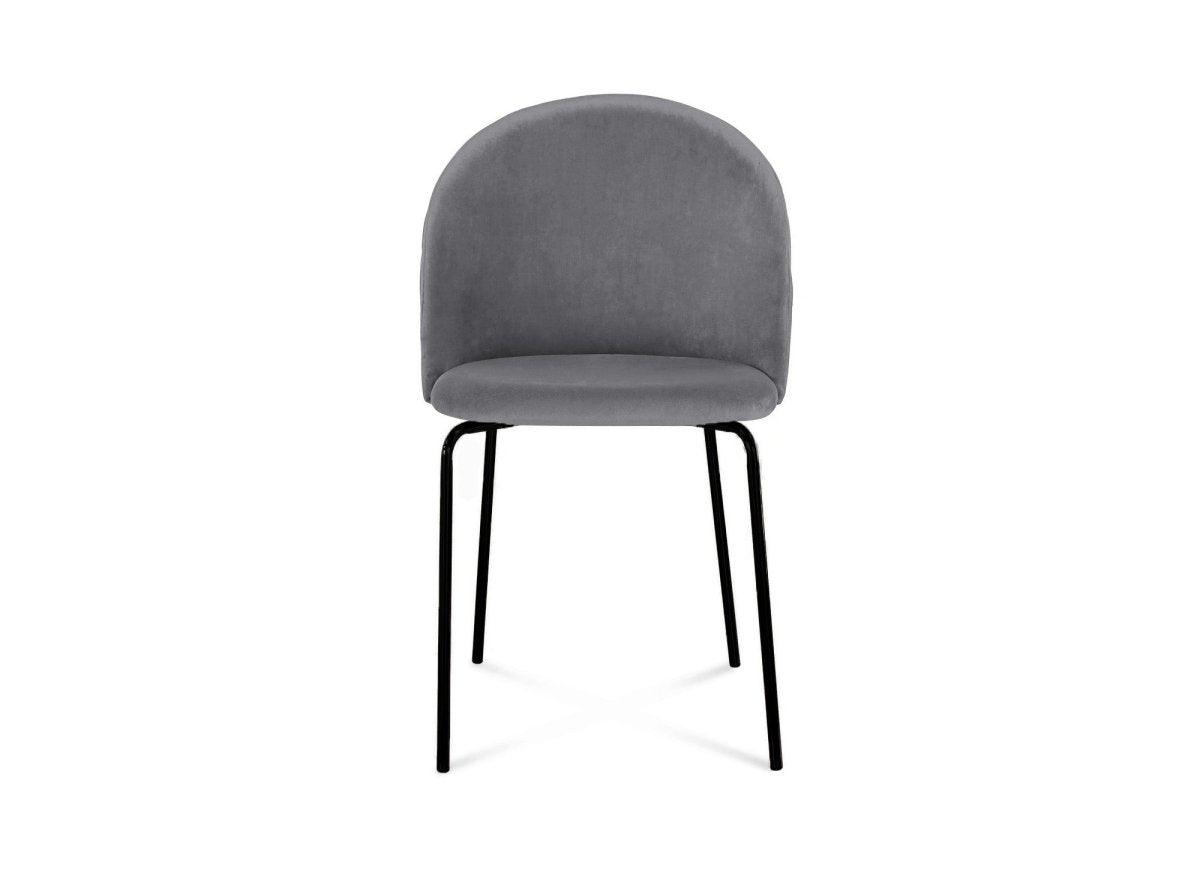 Lot de 2 chaises design en velours gris pieds noirs KENNETH - DécoInParis
