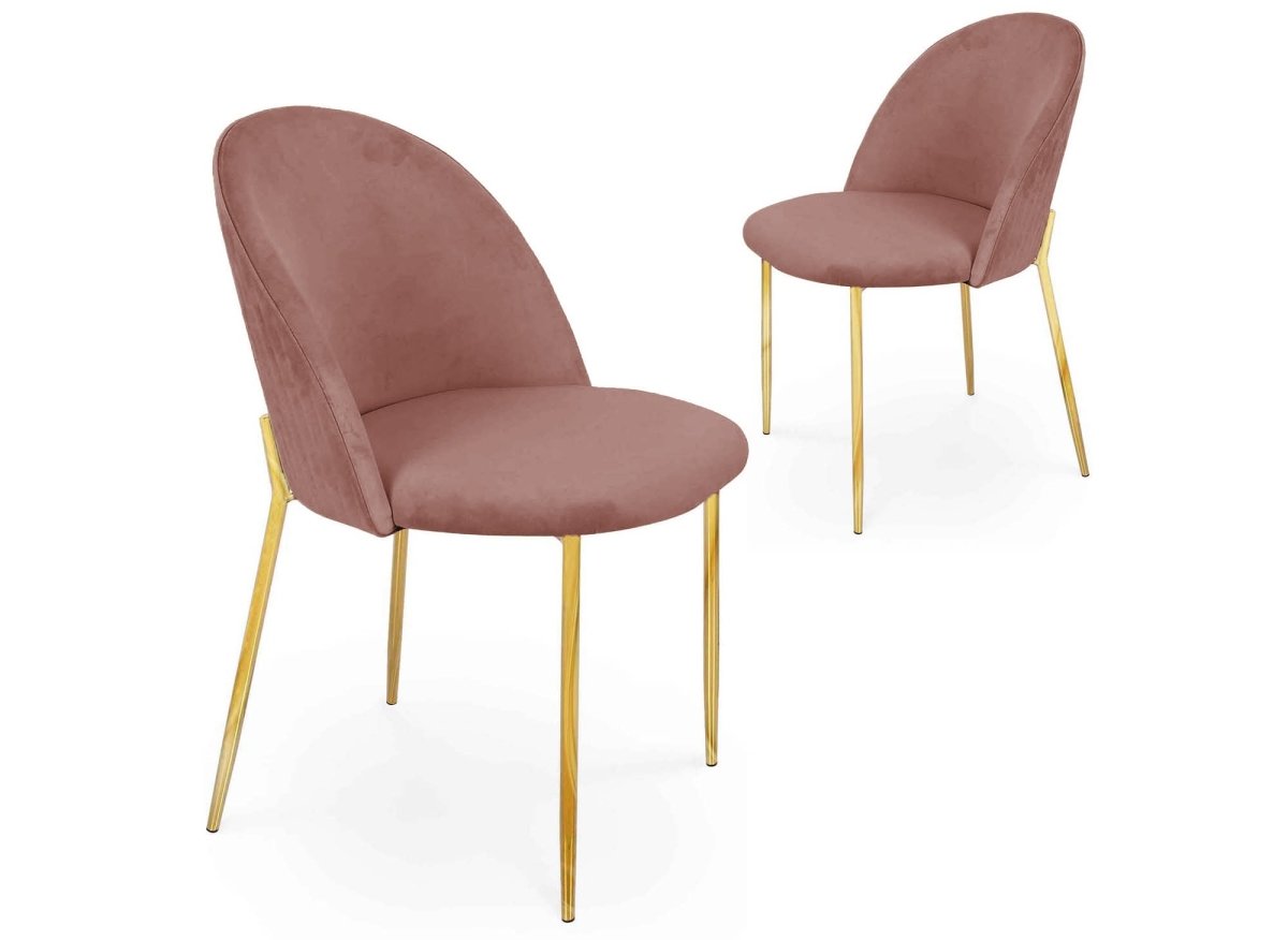 Lot de 2 chaises design en velours rose ARABEL - DécoInParis