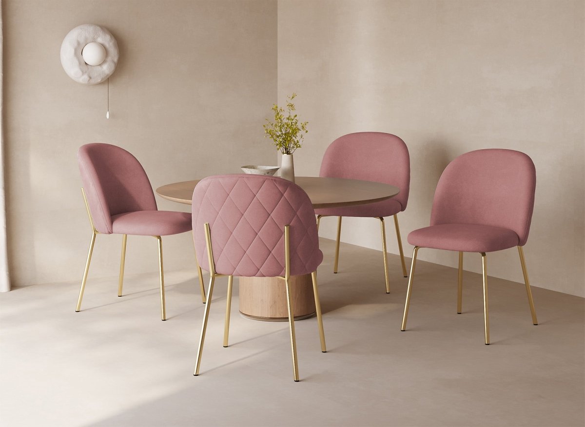 Lot de 2 chaises design en velours rose KENNETH - DécoInParis