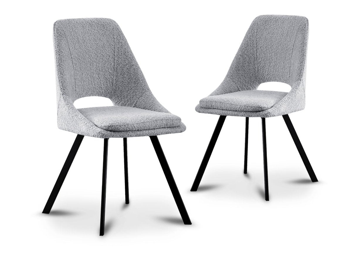 Lot de 2 chaises effet peau de mouton gris clair NARCISSE - DécoInParis