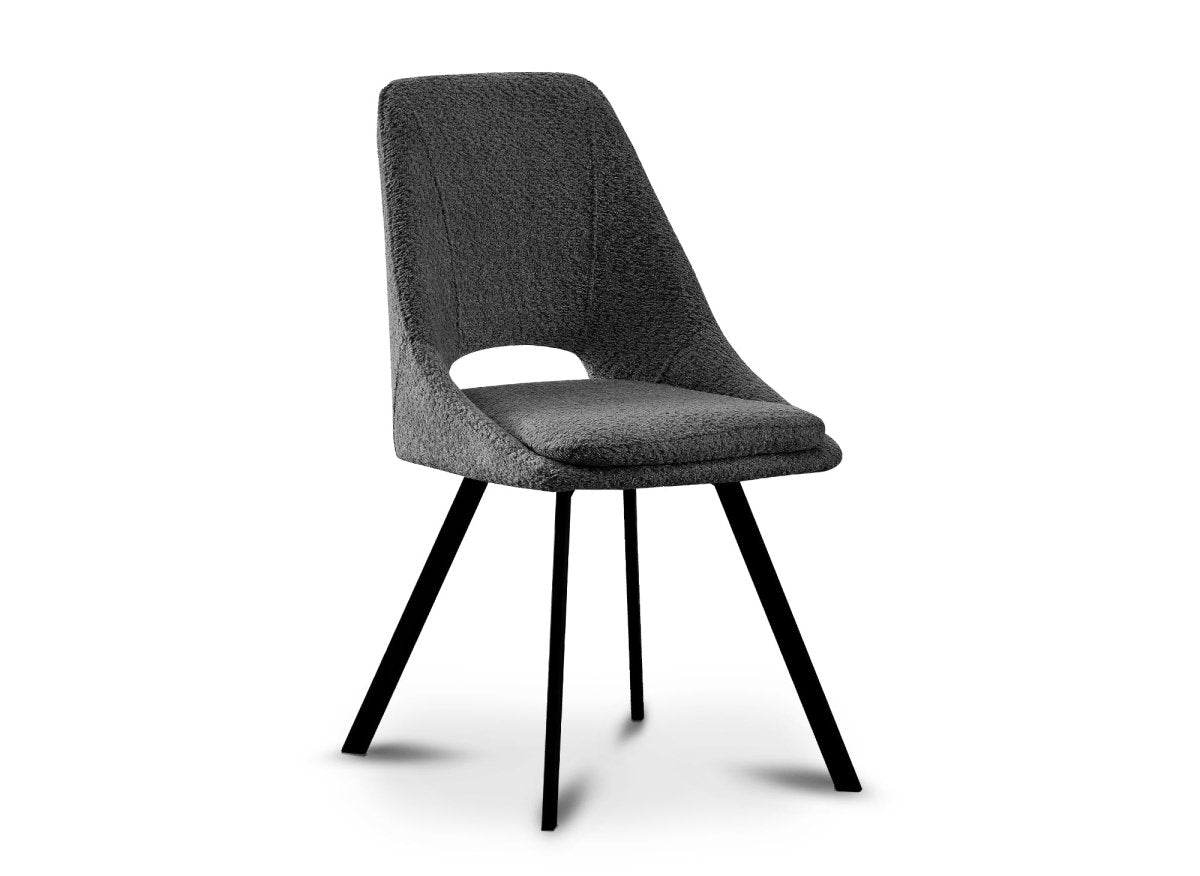 Lot de 2 chaises effet peau de mouton gris foncé NARCISSE - DécoInParis