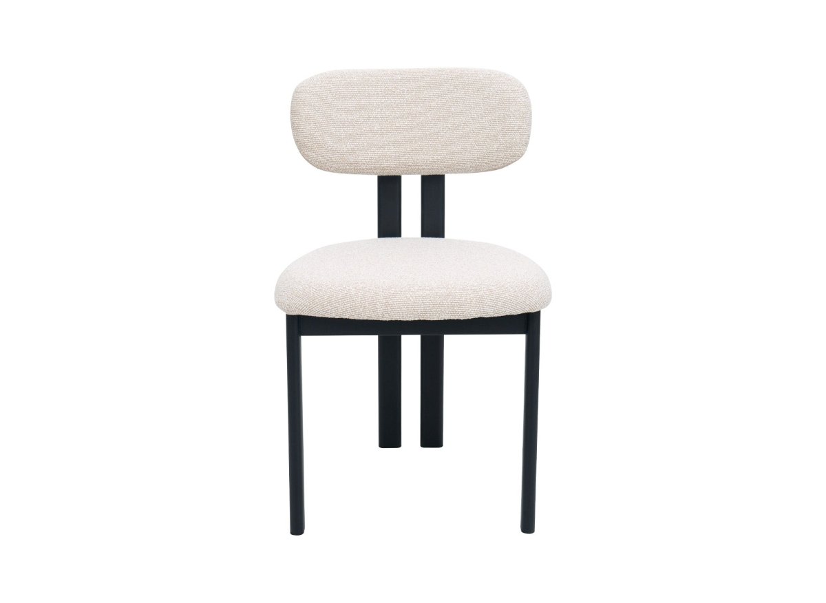 Lot de 2 chaises en tissu texturé écru pieds en métal noir LEONA - DécoInParis