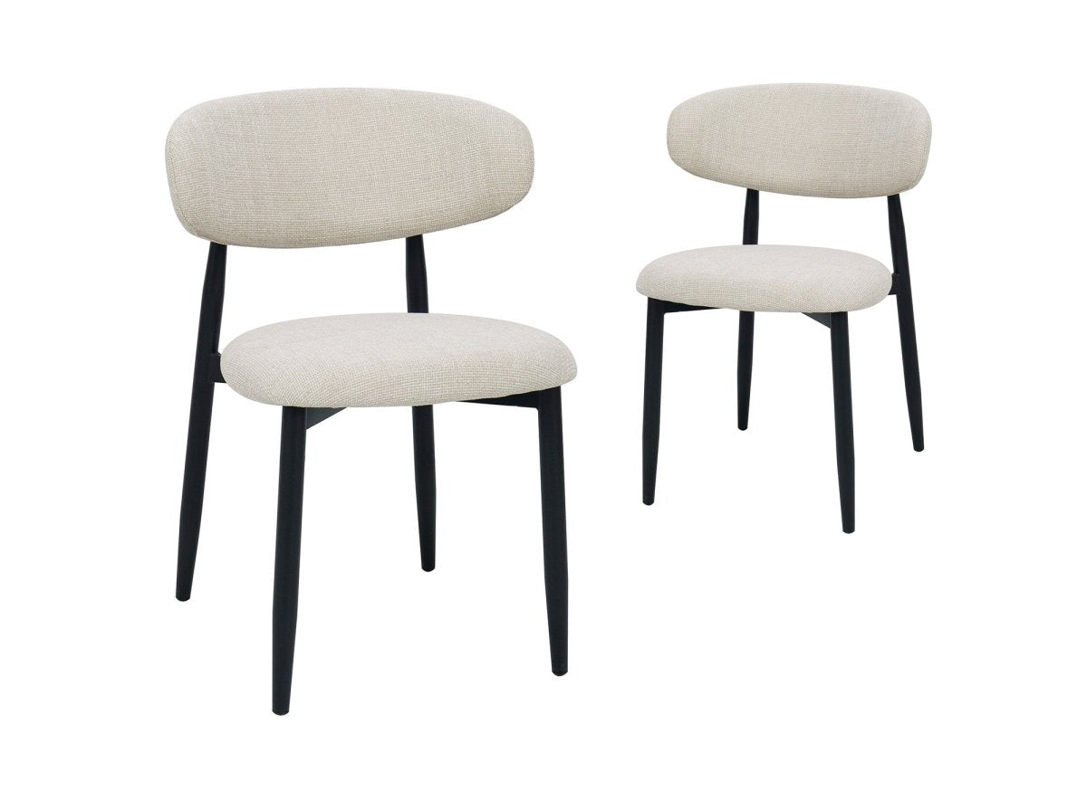 Lot de 2 chaises en tweed écru pieds en métal noir FLAVIA - DécoInParis