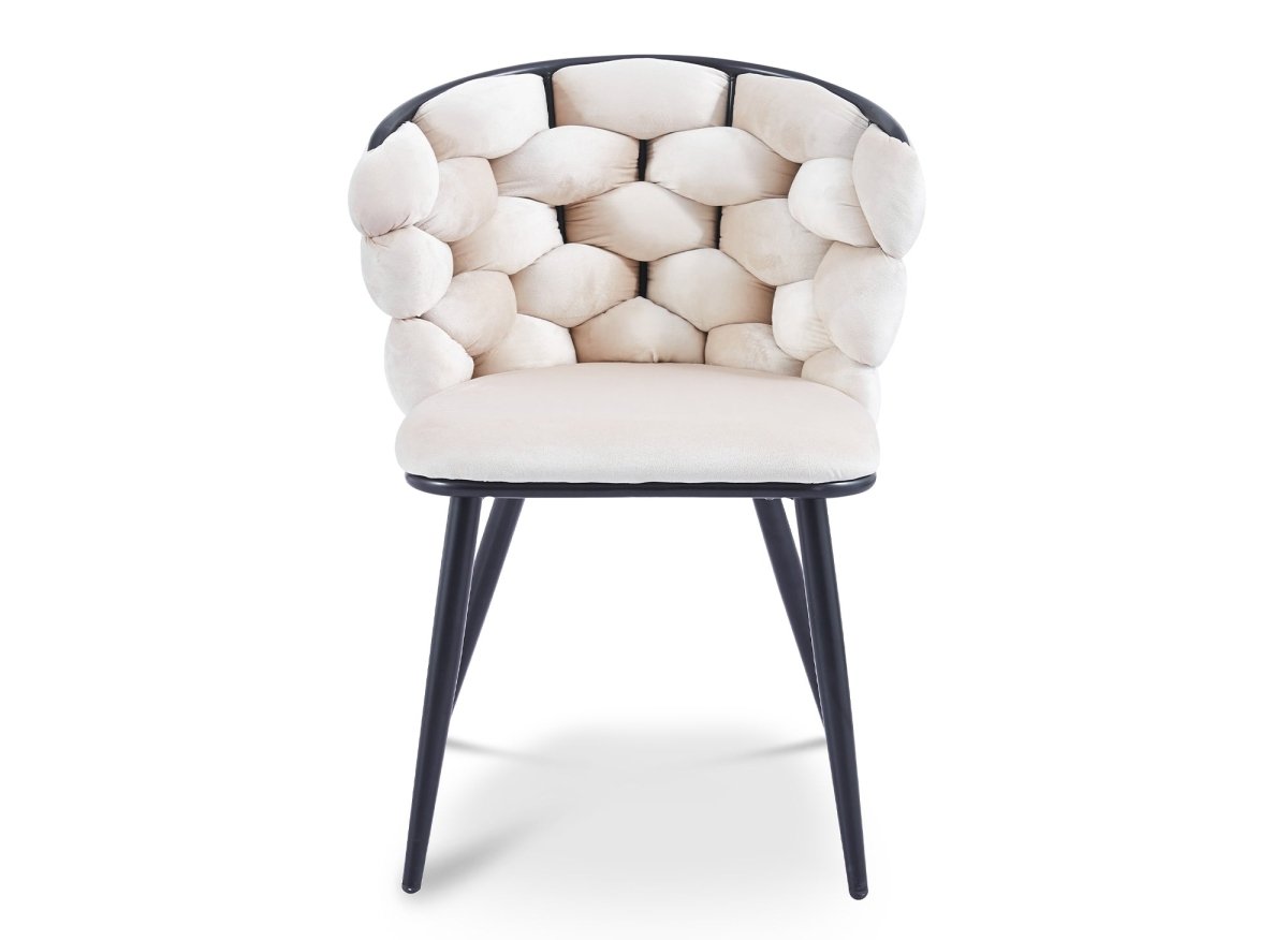 Lot de 2 chaises en velours beige pieds en métal noir CECILE - DécoInParis