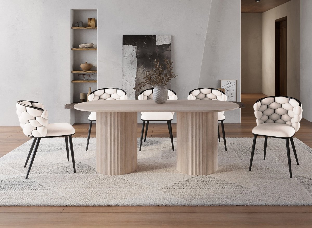 Lot de 2 chaises en velours beige pieds en métal noir CECILE - DécoInParis