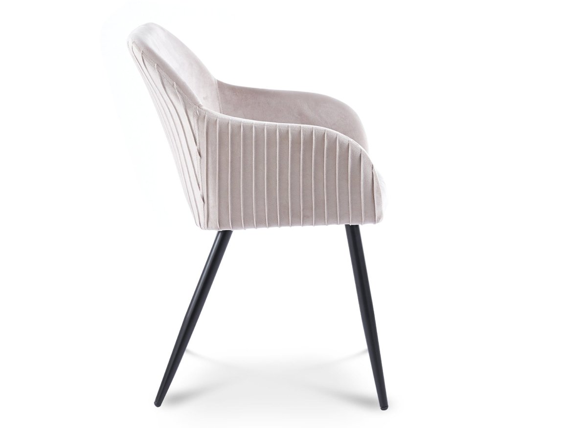 Lot de 2 chaises en velours beige pieds en métal noir DEVOR - DécoInParis