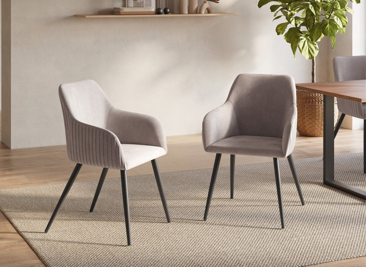 Lot de 2 chaises en velours beige pieds en métal noir DEVOR - DécoInParis