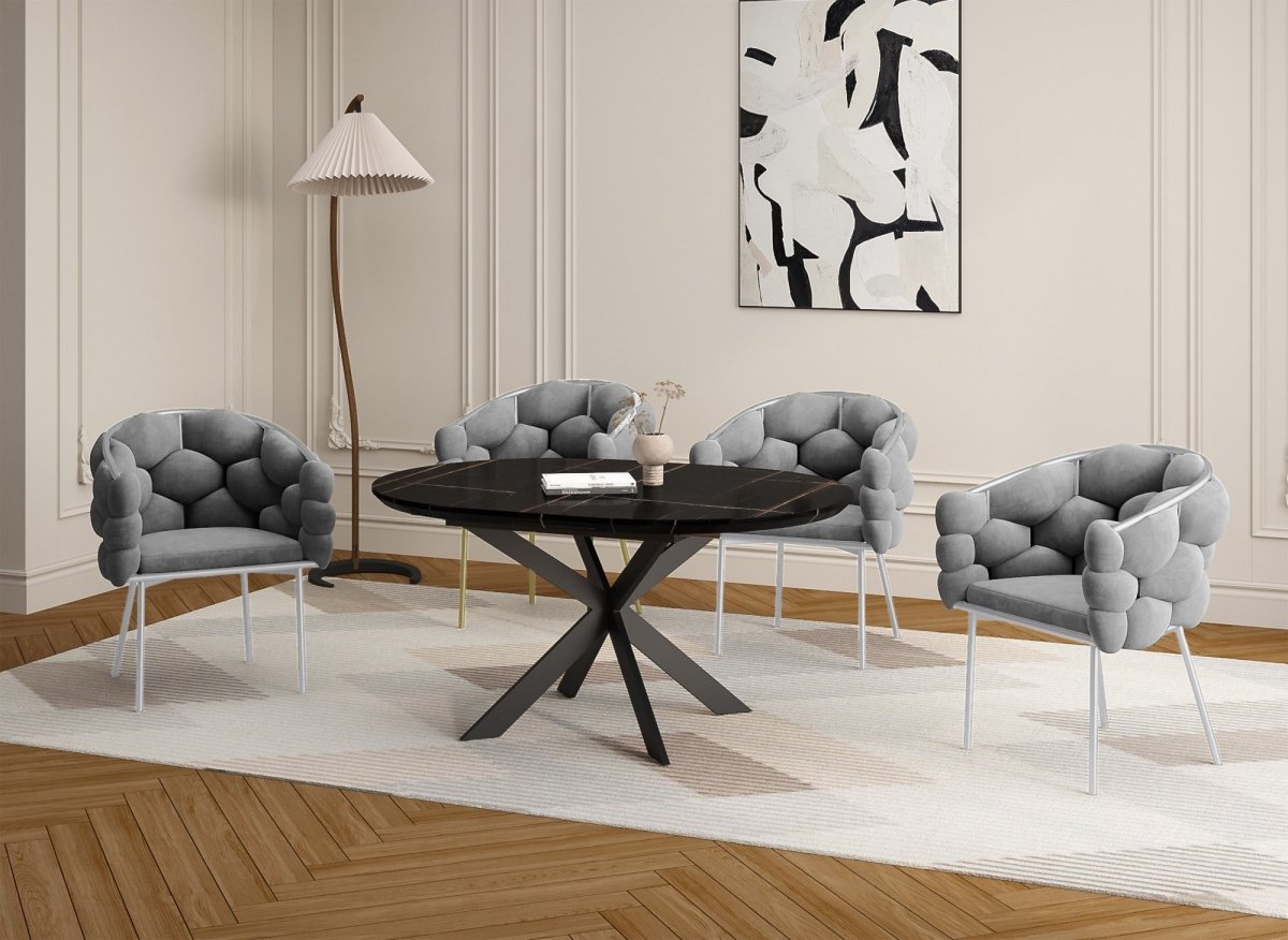 Lot de 2 chaises en velours gris pieds en métal argenté CHARLOTTE - DécoInParis