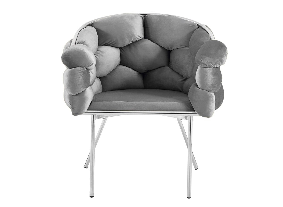 Lot de 2 chaises en velours gris pieds en métal argenté CHARLOTTE - DécoInParis